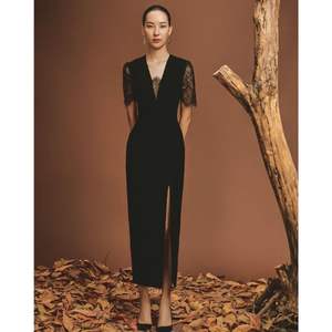 Elegante vestido MIDI de alta calidad para mujer, hecho en Vietnam, personalizado, servicios ODM, colección de otoño, patrón de gorra, medias de ceniza de encaje, otoño - Product Image 1