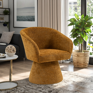 Fauteuil pivotant en chenille <span class=keywords><strong>Cognac</strong></span>, fauteuil de loisirs moderne à base conique pour salon, hôtel, durable, certifié BSCI - Product Image 3