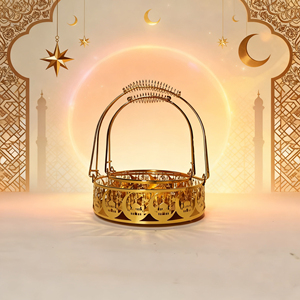PAFU 2026 Ramadán bandeja de frutas de hierro diseño de Castillo hueco con estrella y <span class=keywords><strong>Luna</strong></span>, arte de artesanía casera para decoración de mesa de festival musulmán - Product Image 6