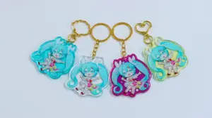 Customized Epoxy Resin Holographic Acrylic Keychain Promotional Cartoon Gift Printing Clear Acrylic Charms