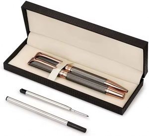 Knurled Anti-Slip Grip Twist Metal <b>Ballpoint</b> <b>Pen</b>, Multi Electroplated Trim Luxury Executive Signature <b>Pen</b> Custom Logo - Product Image 2