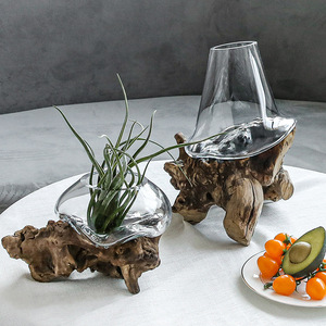 <span class=keywords><strong>Vase</strong></span> de table en verre fondu, sculpture en <span class=keywords><strong>bois</strong></span> <span class=keywords><strong>flotté</strong></span>, pièce décorative unique - Product Image 2