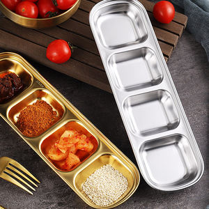 Koreanische Barbecue-Sushi-Sauce Gericht Edelstahl 1/<span class=keywords><strong>2</strong></span>/Fächer Sojasauce Tauch untertasse - Product Image 2