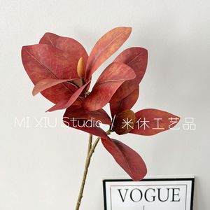 ใบแมกโนเลียประดิษฐ์สีน้ำตาลและสีเขียวแบบก้านเดี่ยวจาก Mishu Crafts สำหรับตกแต่งงานแต่งงานและบ้าน - Product Image 2
