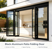 Porte pliante en aluminium résistante aux intempéries, choix de plusieurs couleurs, porte pliante en verre pour patio résidentiel