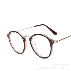 Round Metal Frame <b>Glasses</b> Brown Transparent Lenses Lightweight Unisex Decorative <b>Reading</b> <b>Glasses</b> - Product Image 1
