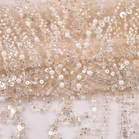 Tissu en dentelle florale brodée de luxe blanc épais, maille élégante en tulle pour robe de mariée et haute couture