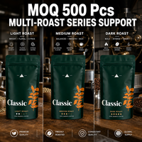 Sacs à café personnalisés, imprimés sur mesure, qualité alimentaire, faible MOQ, impression numérique, pochette mate autoportante avec valve, sacs d'emballage pour grains de café