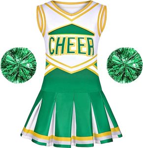 Costume da Cheerleader per Bambine con Top e Pon Pon per Feste di Halloween - Stile Cosplay - Product Image 6