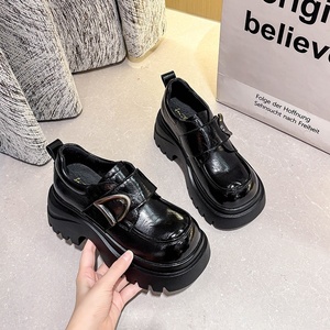 Spring New Mei Manlin <strong>Velcro</strong> Loafers for <strong>Women</strong> Thick Soled PU Classic Fashion Height Increasing Single <strong>Shoes</strong> - Product Image 2