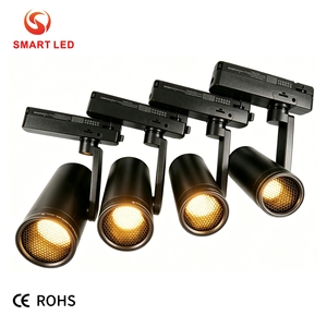 Spot LED sur rail orientable CE ROHS, blanc réglable 2700K-4000K-6500K, avec interrupteur DIP et variateur 0-10V, angle de 10-55 degrés - Product Image 1