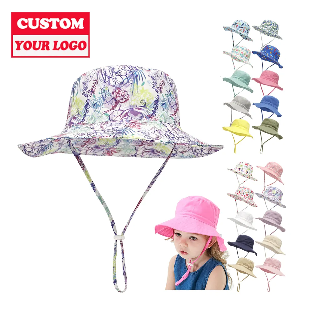 Wholesale Customized Adjustable Adjustable Kid Buckets Bob Hats Sun Protection Red Leather Bucket Hat