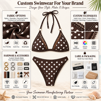 2026 Bikini Chic Rétro Personnalisé à Pois avec Détails en Maille, Haut Triangle Halter et Maillot de Bain Assorti pour les Vacances