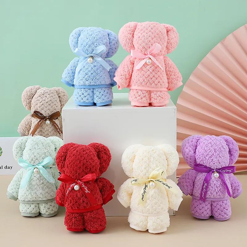 Colorful Soft Animal Cartoon Baby Plush Smoothing Bear Towel Gifts