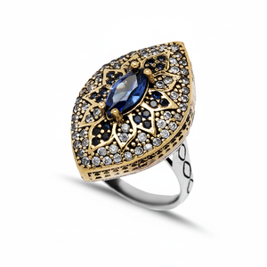 Sapphire <b>CZ</b> Ottoman Authentic <b>Rings</b> Wholesale Turkish 925 Sterling Silver Jewelry Handmade <b>Ring</b> - Product Image 2