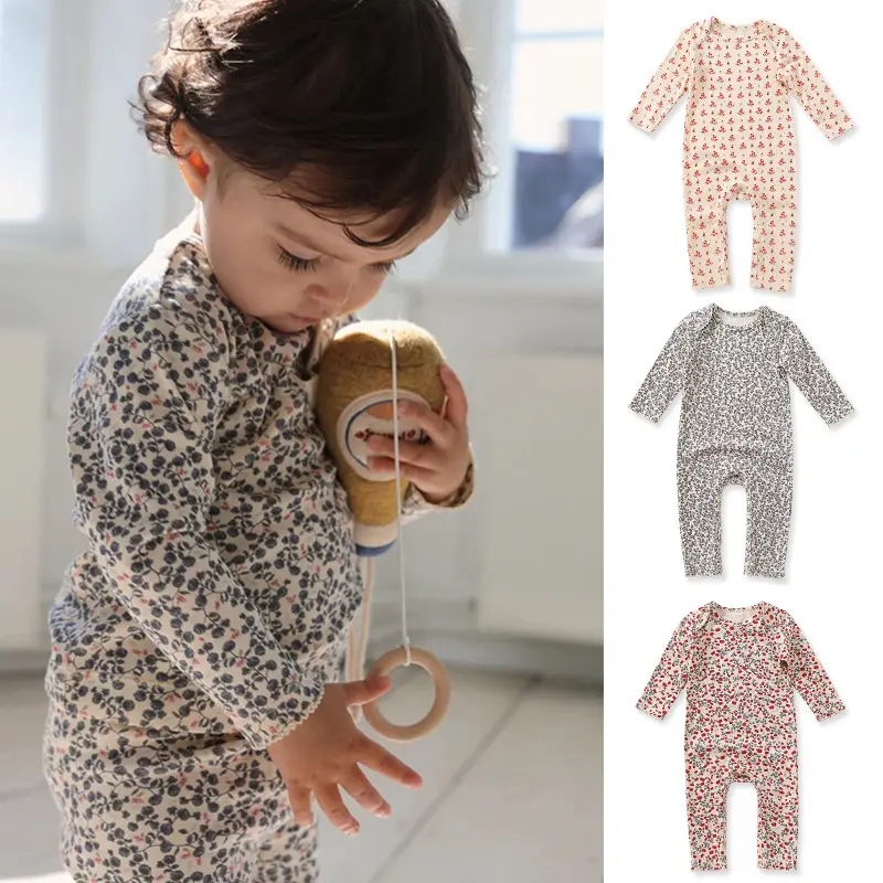 Newborn Baby Rompers Long Sleeve Infant Boys Girls Floral Print Onesie Spring Autumn Newborn Baby Clothes