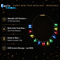 Collier lumineux LED « Bonne Année » en gros, qui brille dans le noir, idéal pour les fêtes du Nouvel An, bijou lumineux portable pour le réveillon du Nouvel An