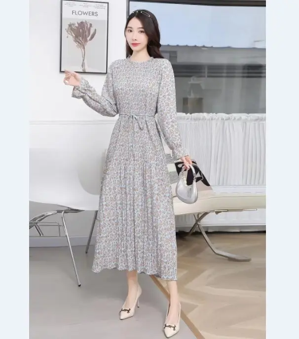 Abiti a manica lunga da donna con stampa floreale di moda coreana OC802