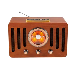 MLK-7824 오래 된 유행 빈티지 책상 오전 FM 라디오 나무 복고풍 라디오 usb 플레이어