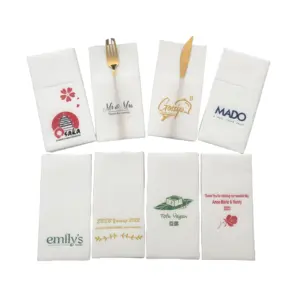 Hot Sale White Dinner Napkins Cutlery Pocket Napkins With Logo Disposable Airlaid Napkins For Hotel