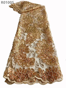 Wholesale Price Guipure <strong>Lace</strong> Fabric <strong>Fancy</strong> Sequins Embroidery Corded <strong>Lace</strong> Fabric - Product Image 4