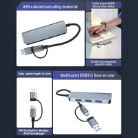Justlink USB3.0 USB C Hub 4 en 1 Multiport Hub 5Gbps Adaptador Stock Interfaz para Laptop Surface Pad Docking Station