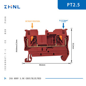 Pt2.5 Push-In Kabel Veer Type Koperen Draad Elektrische Terminal Blok Connector Din Rail Terminal Blok - Product Image 3
