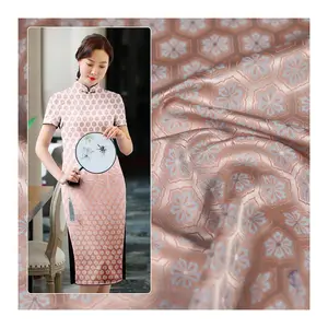 100% pure mulberry silk 140cm width brocade jacquard fabric silk for dress