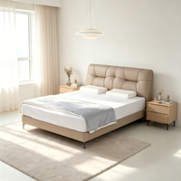 Modernes Komfortables Schwarzes Echtleder-Polsterbett mit Stauraum King/Queen Size Kiefernholzrahmen Schlafzimmer V543