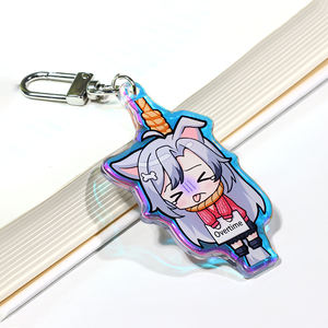 Material acrílico de alta calidad DIY, directo de fábrica, llavero que cambia de color con láser de cristal de doble cara, colgante de epoxi - Product Image 1