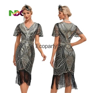 Robe <span class=keywords><strong>Charleston</strong></span> pour femmes des années 1920, années 20, années 30, costume de fête à franges, robe de fête Ecoparty - Product Image 4