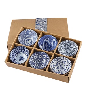 ชุดจานชามเซรามิกสีฟ้าและสีขาวขนาด4.5นิ้วสไตล์ญี่ปุ่นชุดของขวัญกล่องของขวัญ - Product Image 4