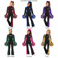 Ensemble d'échauffement noir et bordeaux pour cheerleading, personnalisé, avec veste à col montant entièrement zippée et pantalon évasé, imprimé résistant à la décoloration, pour entraînement d'équipe