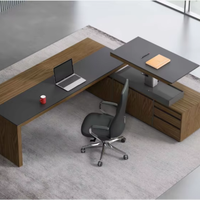 Nouvelle conception de table de direction moderne en bois avec armoire latérale et pieds en acier inoxydable pour mobilier de bureau
