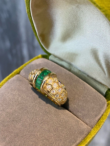 Anillo <span class=keywords><strong>de</strong></span> Oro Amarillo <span class=keywords><strong>de</strong></span> 18K con Esmeralda Natural para Mujer, Joyería Fina LUOWEND - Product Image 2
