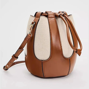 New Spliced Bucket <b>Bag</b> Multi-color <b>Drawstring</b> Bucket <b>Bag</b> <b>Large</b> Capacity Fashion Casual Single Shoulder Crossbody <b>Bag</b> - Product Image 1