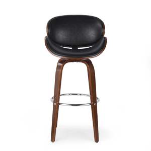 DB 30\" Mid-Century Modern Adjustable Height <b>Swivel</b> <b>Barstool</b> Midnight Black Walnut Contemporary Farmhouse Upholstered Chair - Product Image 2