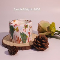 Bougie en cire de soja parfumée artisanale en gros, dans un pot en céramique peint à la main, avec mèche végétale, pour la décoration de la maison et les cadeaux de Noël