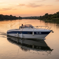 Kapal Motor Kabin FRP 32 kaki Mesin Ganda Tempel untuk Memancing & Wisata Kapal Cepat Pesisir