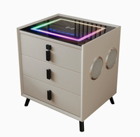 Table de chevet intelligente de luxe à trois tiroirs avec recharge sans fil, verrouillage par empreinte digitale, fonctions audio et lumineuses, mobilier de chambre moderne et simple