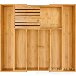 Pengzhan Expandable Bamboo Drawer Organizer 22x17 Inch Rectangular Minimalist <b>Storage</b> <b>Tray</b> for Kitchen Tableware - Product Image 3