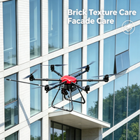 Drone de nettoyage de murs extérieurs industriels en hauteur avec planification automatique de la trajectoire et alimentation filaire pour l'entretien de grandes centrales photovoltaïques