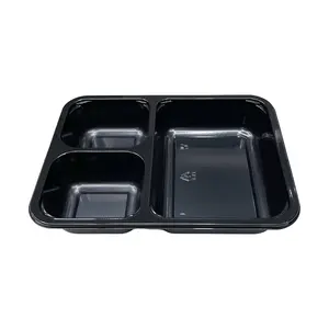 Phổ biến nhất hsqy cpet container thực phẩm trong USA 3 khoang kép ovenable cpet khay với 0.06 mét niêm phong films