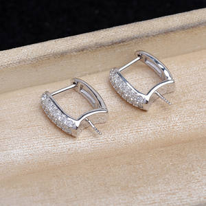 Accessoires de bijoux en argent 925 pour la création de bijoux en perles, support vide pour boucles d'oreilles en forme de queue de phénix, 10-12 mm, semi-finies, en cristal - Product Image 4