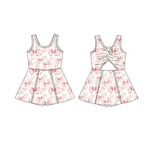 Conjunto de Yoga Puresun OEM para Niñas, Ropa de Ballet, Traje Deportivo con Lazo Rosa y Estampado Floral, Ropa Infantil - Product Image 3