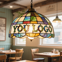 Grand lustre mosaïque personnalisé avec logo, lampe suspendue en verre teinté pour projet de rénovation de restaurant OEM/ODM