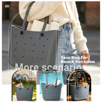Sac fourre-tout polyvalent en EVA résistant à l'eau, grande capacité, couleur unie, durable, prêt pour la plage toute saison, tendance
