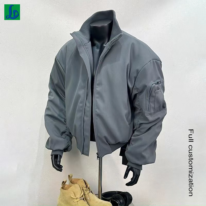 Customizable Techwear - Style Gray Polyester Jacket with Functional Pockets - Full Customization, Windproof & Durable