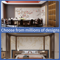 Papier peint texturé artistique de style chinois avec broderie d'oiseaux et de fleurs pour hôtel, maison, décoration intérieure culturelle