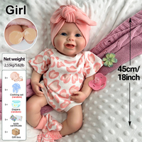 URCHOICE Poupée Bébé Reborn Réaliste en Silicone de 18 Pouces, Souriante à Bouche Ouverte, Jouet Festif pour Filles, Cadeau Doux et Réaliste pour Enfants